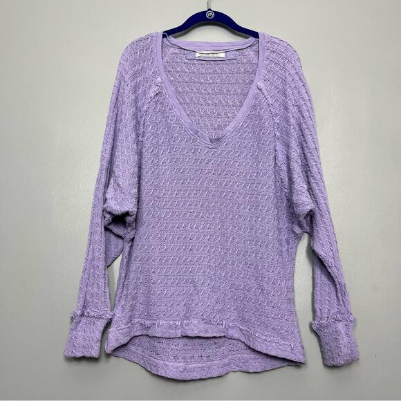 We The Free Thien's Hacci Sweater Long Sleeve Top Periwinkle Purple Women’s L - Picture 2 of 9